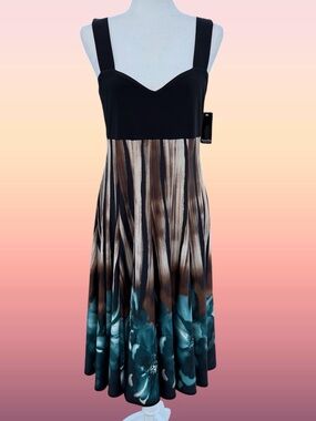Sharon Max Y2K Multi-Color Floral Strappy Sleeveless Midi Skater Swing Dress, M